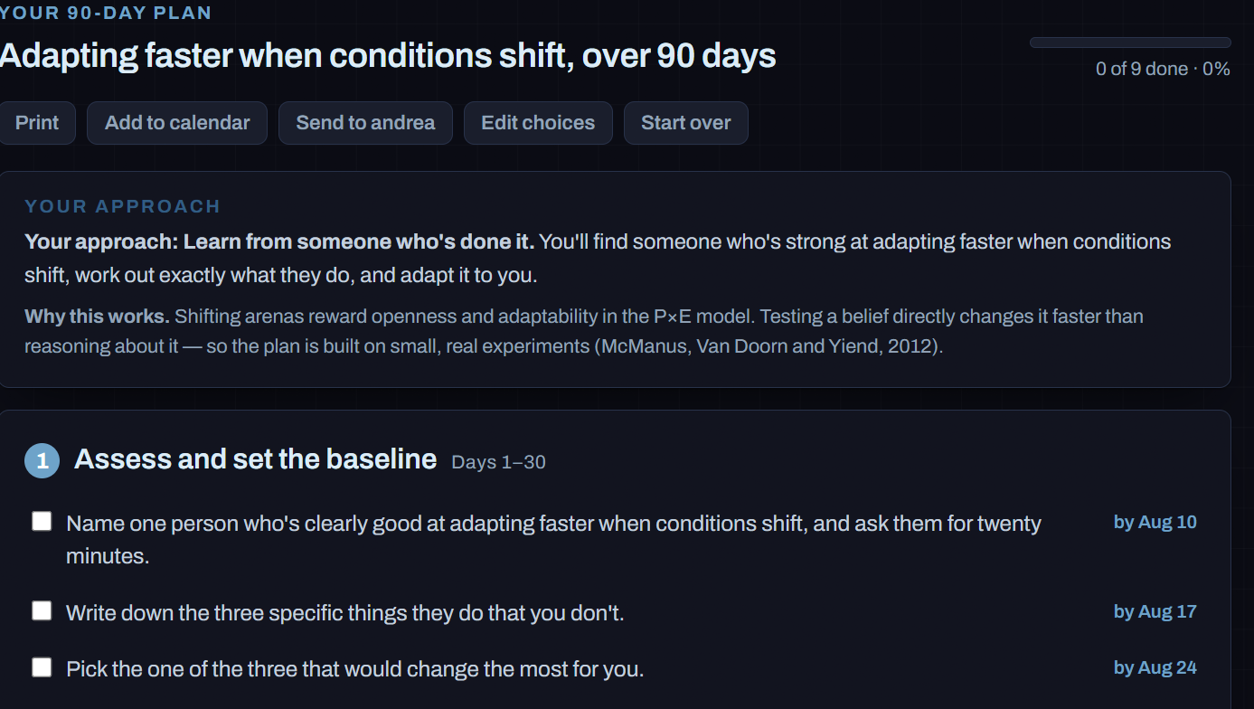 A dated, checkable plan for the next 90 days